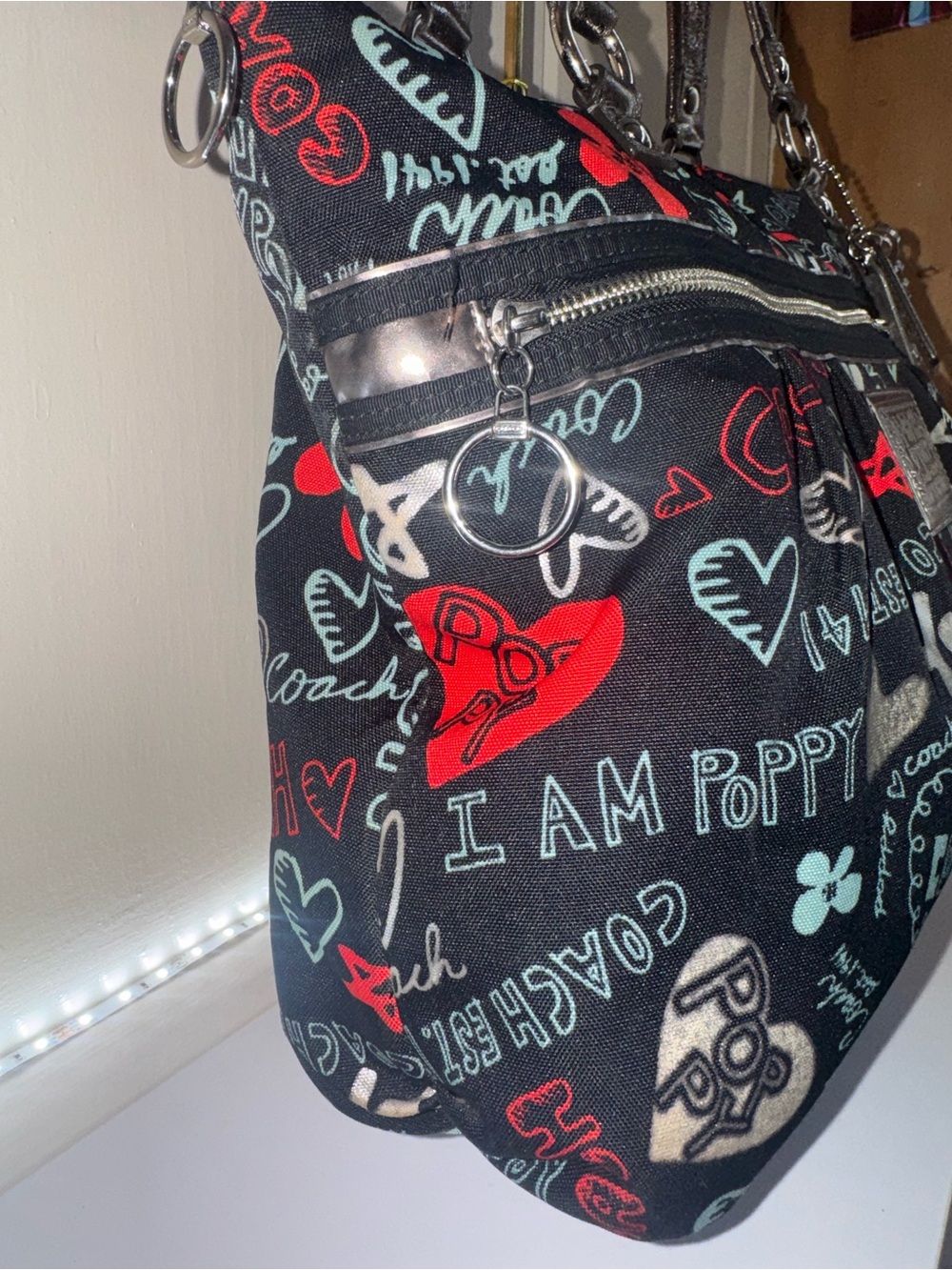 Coach POPPY in Unique Black, Teal, Red & Silver, in Amazing Preloved Condition❤️ - Picture 5 of 14